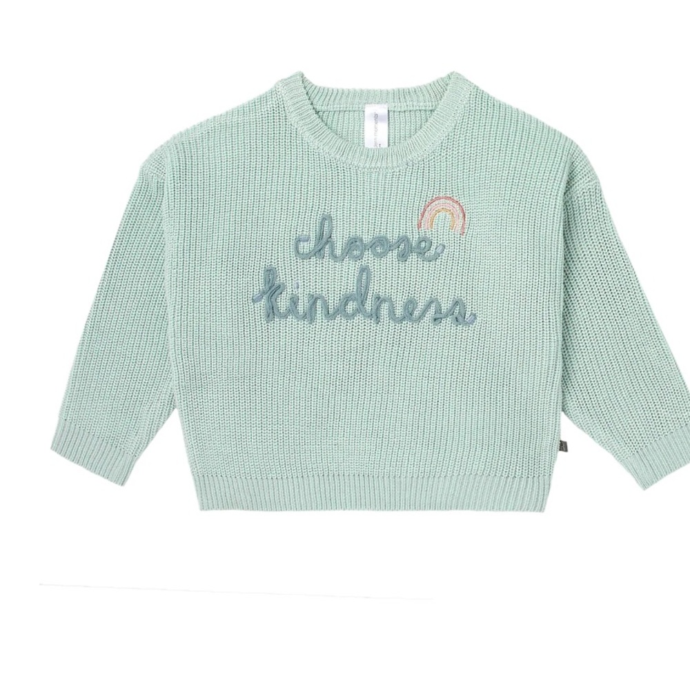 NWT Chunky knit embroidered "Choose Kindness" sweater rainbow #kids #knitwear